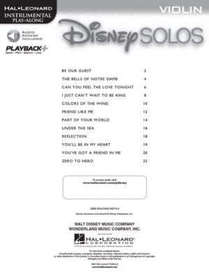 Disney Solos for violin contents