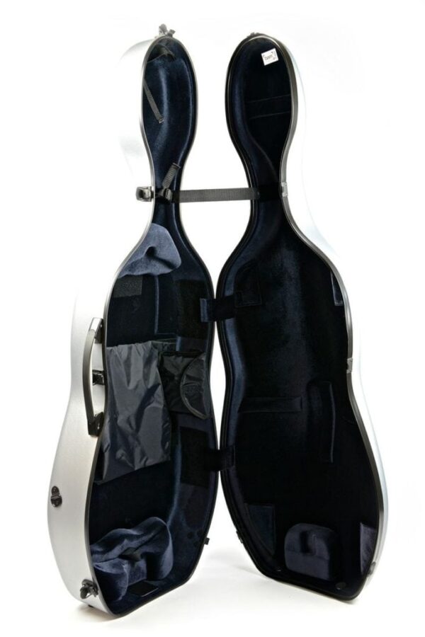 BAM Hightech 4.4 cello case Silver Grey open