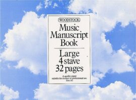 Stitch bound Music Manuscript Paper 4 large Stave - 32 pages. Ideal with larger staves for younger students enabling the teacher to demonstrate more clearly or for students to get down their own creations! Music Manuscript Paper 4 stave large, 32 page: Quality paper 4 stave large A5 size 32 page book stitched binding