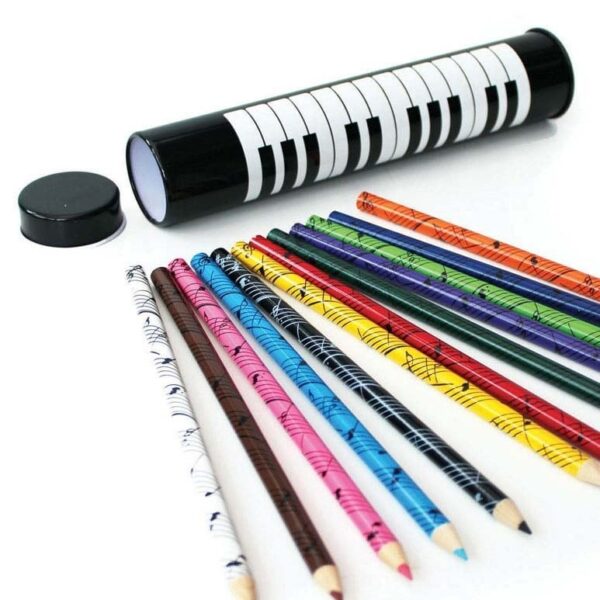 Colour pencils in 'keyboard' tin (tube)