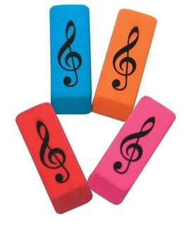 Eraser in a wedge shape with treble clef design