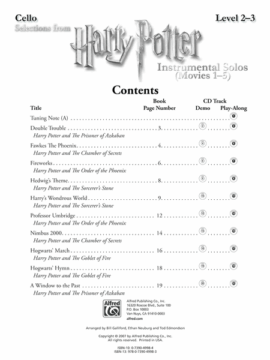 Harry Potter instrumental solos for cello content