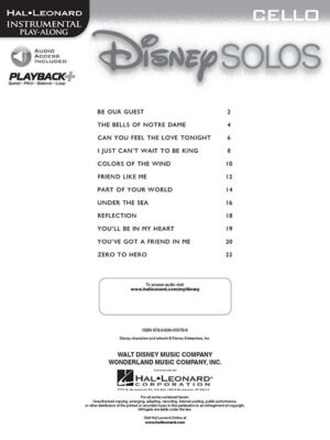 Disney Solos for cello contents