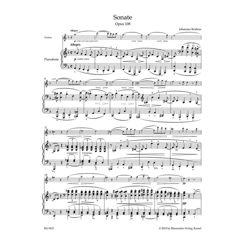 Brahms Violin Sonata in D min Op 108 sample page